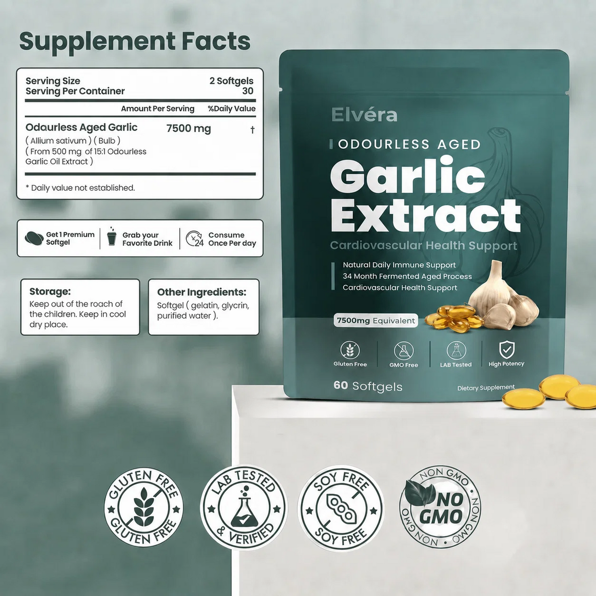 Elvéra | Aged Garlic  Extract 7500 mg